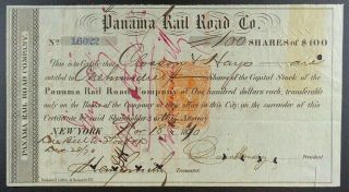 1870 Panama Rail Road Co.  Stock Certificate,  100 Shares.
