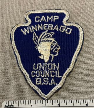 Vintage Camp Winnebago Boy Scout Patch Arrowhead Bsa Union Council Camper Nj