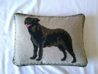 Black Labrador Lab Retriever Dog Handmade Needlepoint Pillow 15 " By 11 "