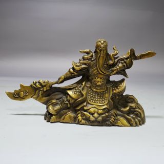 6.  6 " Collect Chinese Bronze Guan Gong Yu Warrior Wealth God Statues 32