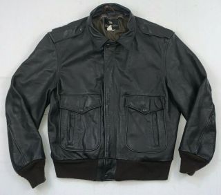Golden Fleece Vintage 80s Usa Made Brown Heavy Leather A2 Bomber Jacket Sz 46