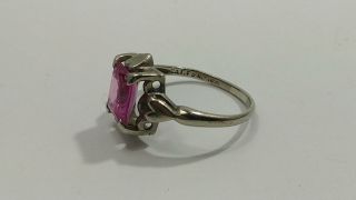 Vintage 10k White Gold Pink Stone Ring Size 7 - 2.  6g 3