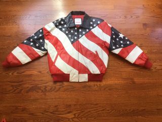 Vintage Michael Hoban Wheremi Mens Usa American Flag Leather Jacket Size Large