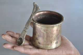 1930 ' s Old Brass & Copper Work Holy Water Pot,  Rich Patina 2