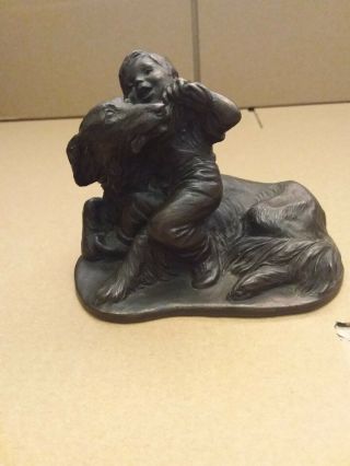 Heredities Best Of Friends Cold Cast Bronze Resin Labrador With Boy Figure