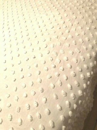 Vtg Cabin Crafts Needle Tuft Full/queen Chenille Bedspread White Tassel Edge