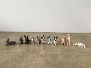 Schleich Bundle Of X11 Rabbits - Sitting Standing Laying Down Some Retired Vgc