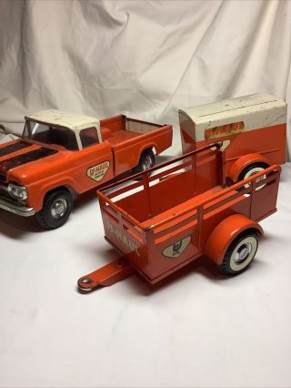Nylint U Haul Ford Pickup Truck And 2 Trailers Vintage 1960’s Pressed Steel Toys