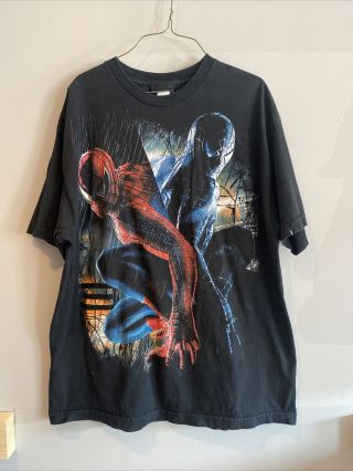 Vintage Spider - Man 3 Movie Promo Xl Black Venom Tobey Mcguire Trilogy Textured