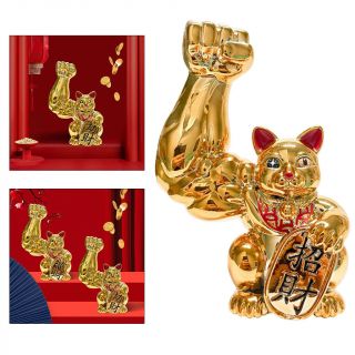 1pc Muscle Arm Lucky Cat Figurines Golden Feng Shui Welcome Cat Home Decor