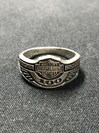 Harley Davidson 100th Anniversary Sterling Silver Ring 925 Size 9 Vintage