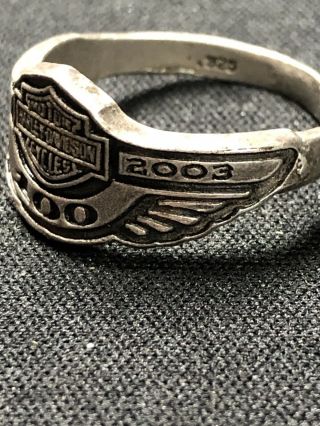 Harley Davidson 100th Anniversary Sterling Silver Ring 925 Size 9 Vintage 3