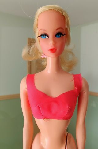 Vintage Talking Barbie Blonde 1115 Nape Curl 1969 Mute