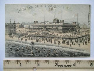 1880s West Brighton Beach Hotel Coney Island Brooklyn York Nyc Trade Card
