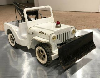 Vintage 1960s Pressed Steel Tonka 435 Aa Jeep Willy’s Wrecker Truck With Plow