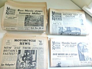 Very Collectable 42 Full Size Newspapers Of Motor Cycle News : Vintage 1950 - 60 