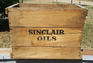 Vtg SINCLAIR Opaline Motor Oil for FORD CARS Wood Crate 25 1 - Gallon Cans Box 3