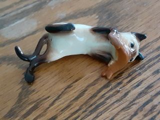 Vintage Hagen Renaker Climbing Siamese Cat With Fish Repaired Ear Fishing