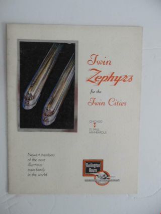 1935 Twin Cities Zephyr Streamlined Train Service Brochure Burlington Cb&q Vg