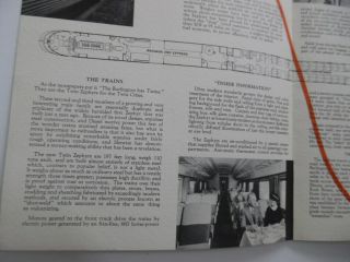 1935 Twin Cities Zephyr Streamlined Train Service Brochure Burlington CB&Q VG 3