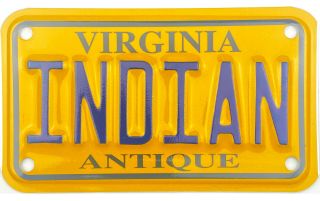 Virginia Antique Motorcycle Indian License Plate Vanity Gem