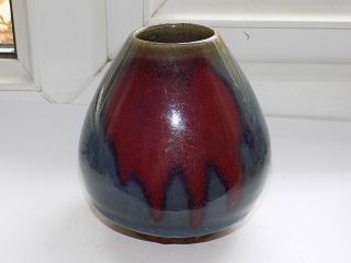 Chinese Pottery Blue & Red Sang De Boeuf Spot Glazed Vase 13 Cm Tall