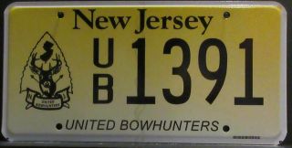 Jersey United Bowhunters License Plate - Very Tough Flat Nj Tag To Find