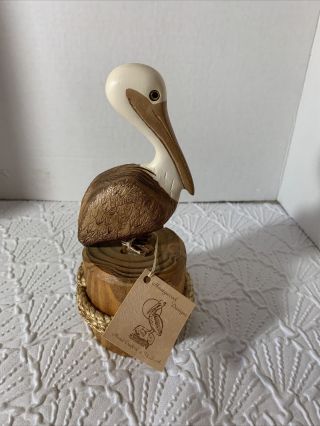 Honeywood Designs Hand Crafted Wood Pelican Bird Figure Statue Home Decor