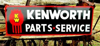Vintage Kenworth Truck Parts Service Painted Sign Shop Garage Peterbilt Oil Gas