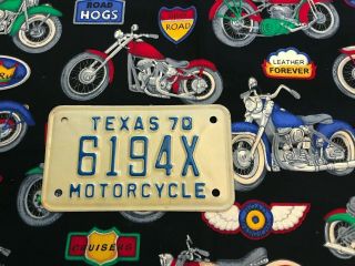 1970 Texas Motorcycle License Plate 6194x