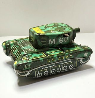 Alps Made In Japan Us Army M - 60 Tank Vintage Tin Toy