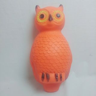 Vintage Union Products Inc Blow Mold Owl Orange Plastic Halloween Made In Usa
