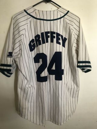 Vintage Starter Seattle Mariners Ken Griffey Jr.  Baseball Jersey Large Pinstrip