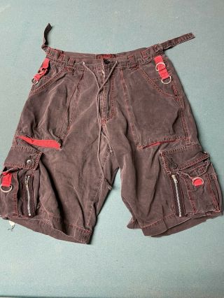 Vintage 90s Tripp Nyc Cargo Zip Off Shorts Raver Club Goth Pants M Bondage