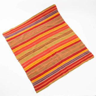 Vintage Alpaca - Wool Hand Woven Peruvian Manta Blanket Striped Joined 40 " X 45.  5