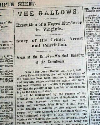 Kent County Virginia Black Execution Hanging Lengthy Report 1870 Newspaper