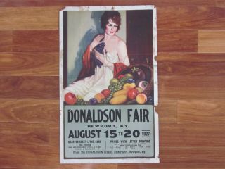 1927 Newport Ky.  Donaldson Fair Salesman Sample Cornucopia Color Poster