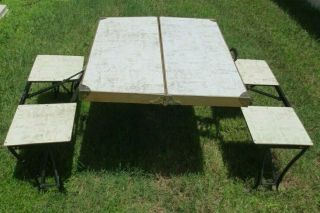 Vintage Handy Table & Chair Set - Milwaukee - Suitcase Folding Picnic Camping - 70 