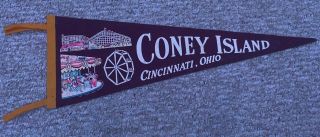 Vintage Coney Island Cincinnati Ohio Pennant 26 " Rare