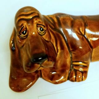 Vintage Ceramic Bassett Hound Dog Duncan Ceramic 1975 Dark Brown 9 