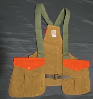 Vintage Filson Tin Cloth Strap Vest / Field Game Sup Bag Orange Leather
