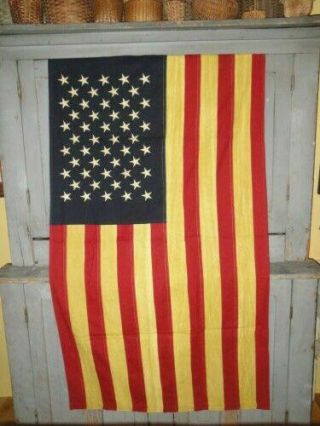 Large Primitive Aged American Cotton Flag | Americana Stars Stripes | Old Glory