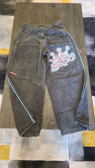 Vintage Jnco 85 Jeans Mens 34 X 30 Baggy Black Crown Actual Deep Pocket 90s