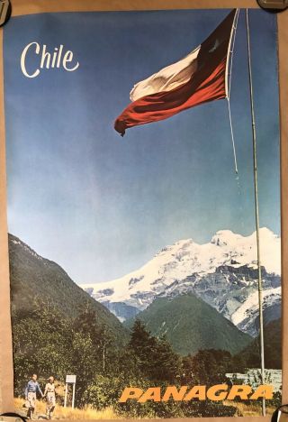 Vintage Panagra Airlines Chile Travel Poster 1960 