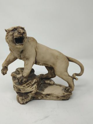 Vintage Resin Mountain Lion Statue