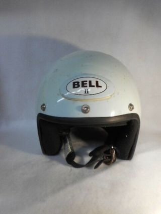 Vintage White Bell Ii 2 Helmet Motorcycle Car Racing Large