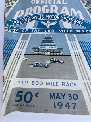 Rare Indianapolis Motor Speedway Official Program May 30 1947 31st 500 Mile Race