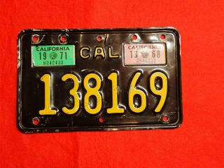 1963 California Motorcycle License Plate 68 & 71 Tags Dmv Clear