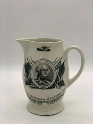 Vintage President George Washington Transfer Ware Ceramic Pitcher