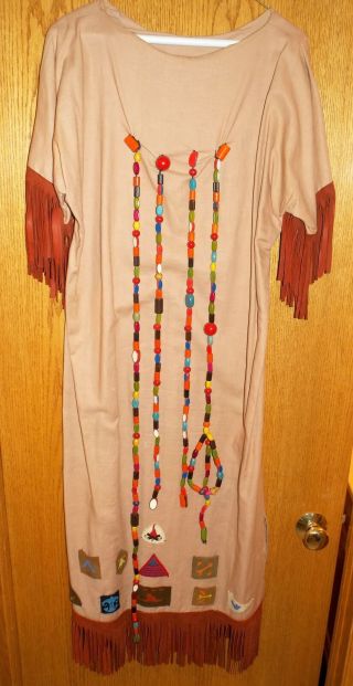 Early Camp Fire Girls Indian Style Dress Fringed W 27 Patches Camp Hantesa Beads